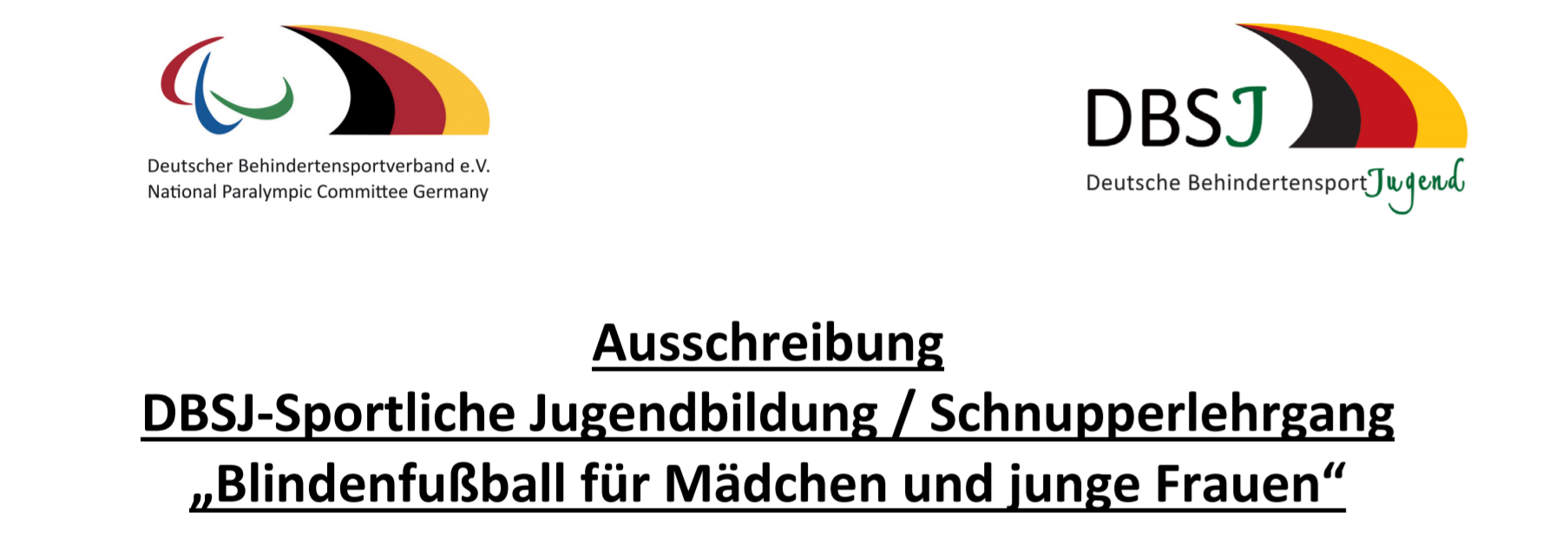In Hamburg findet ein Blindenfußball-Schnupperkurs für junge Mädchen und Frauen statt. Logorechte: DBS